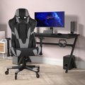Flash Furniture Gray LeatherSoft Gaming Chair with Roller Wheels CH-187230-1-GY-RLB-GG